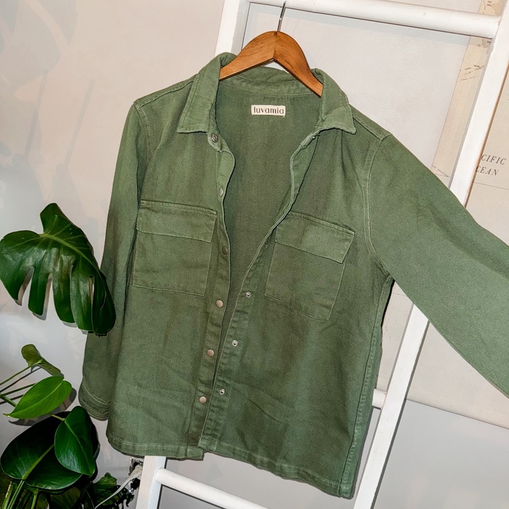 Olive Denim Button Up